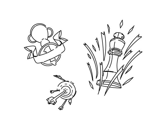 Various vectors including a dart board, trophy and chess piece