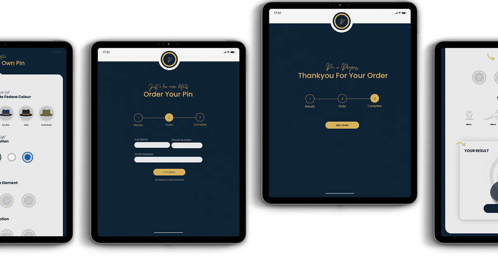 Tablet screens showing Pin Bar Screenshots