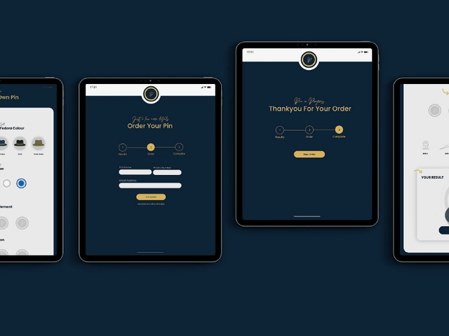 iPad mockups of a pin selling website