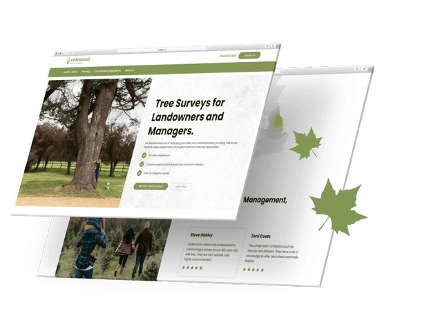 A home page screen of a landscaping website