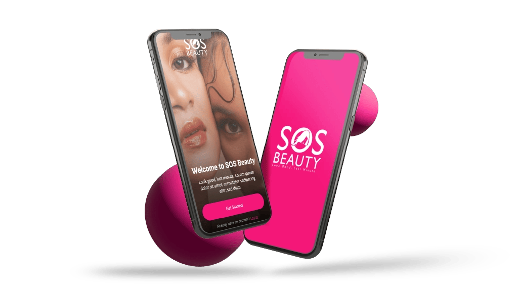 Home screen of a mobile beauty app called SOS Beauty Wide