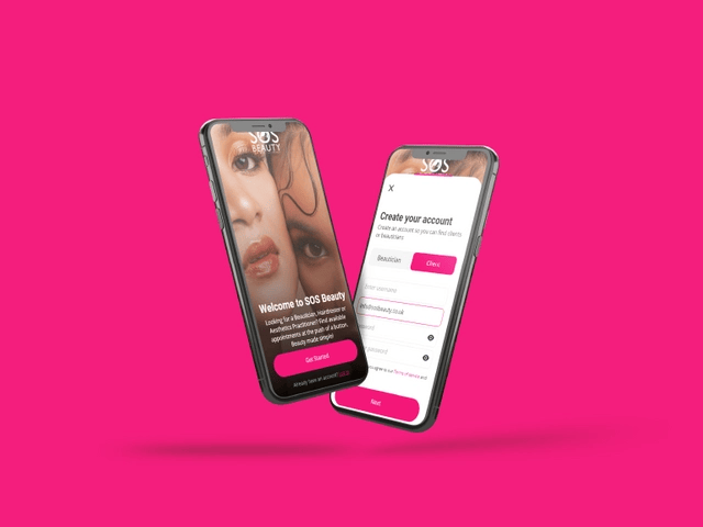 Two screenshot mockups of a beauty-related mobile app