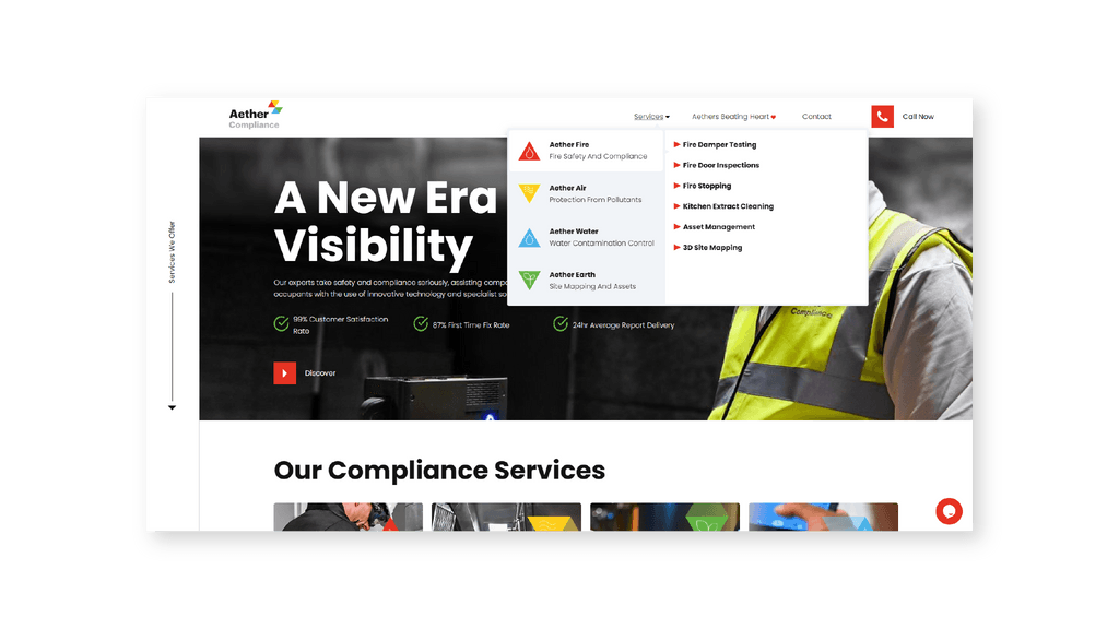 Aether compliance homepage screenshot