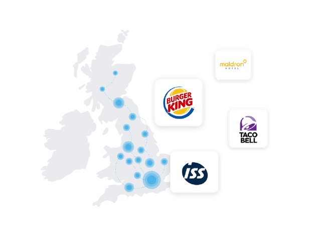Map vector with company logos